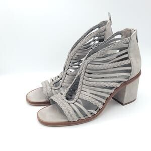 VINCE CAMUTO  gray Kestal Leather Heeled Gladiator Sandal women's size 9